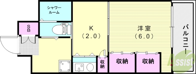 神戸市兵庫区入江通のマンションの間取り