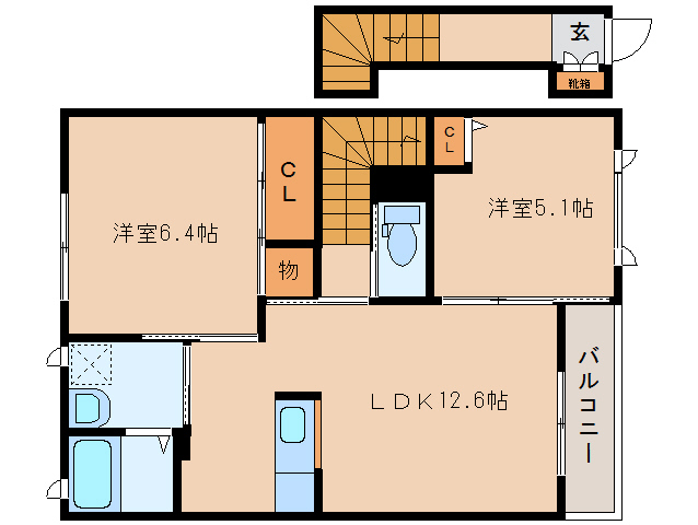 大和郡山市小林町のアパートの間取り