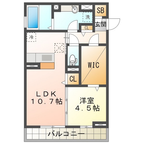 Ｄ－ｃｈａｍｂｒｅ北浜町　Ａの間取り