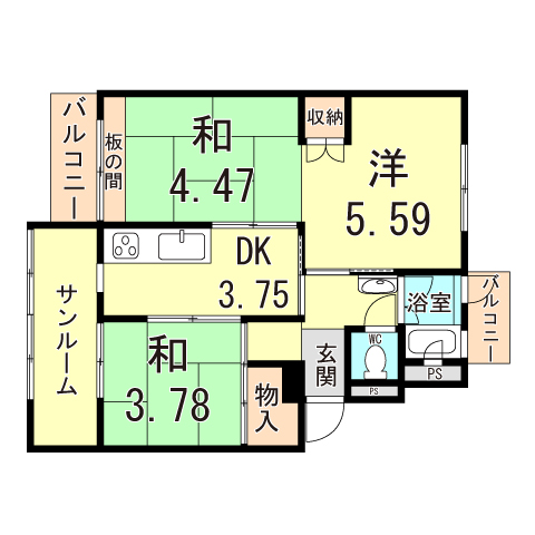 神戸市須磨区高尾台のマンションの間取り