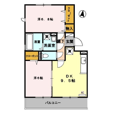 合志市幾久富のアパートの間取り