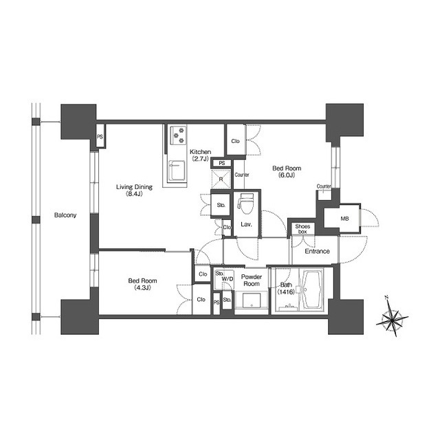 【ＬＩＢＲ　ＧＲＡＮＴ　西新宿ＥＡＳＴの間取り】