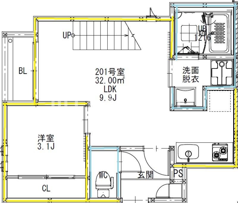 熊本市中央区出水のアパートの間取り