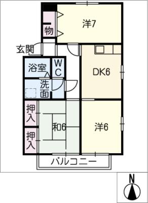 ハイムグランシャリオ内山　Ｂの間取り