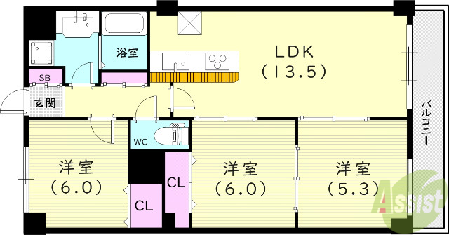 WIZ PLAISIR　若王寺の間取り