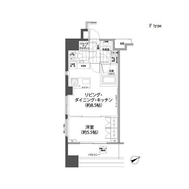 新宿区西新宿のマンションの間取り