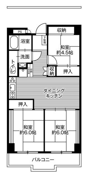 ビレッジハウス栃木日ノ出タワー1号棟の間取り