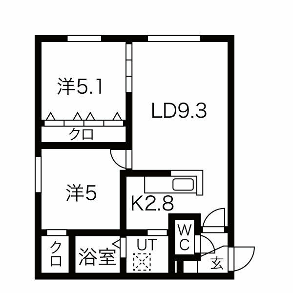 札幌市北区北二十七条西のマンションの間取り