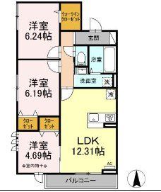 足立区西保木間のアパートの間取り