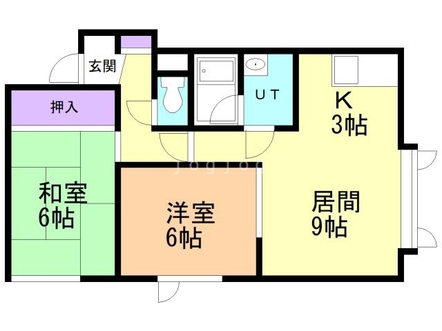 札幌市北区新琴似十二条のアパートの間取り