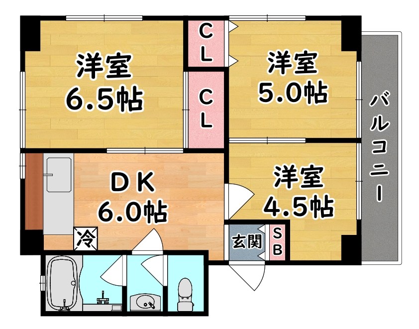 神戸市灘区城内通のマンションの間取り