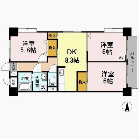 江戸川区南葛西のマンションの間取り