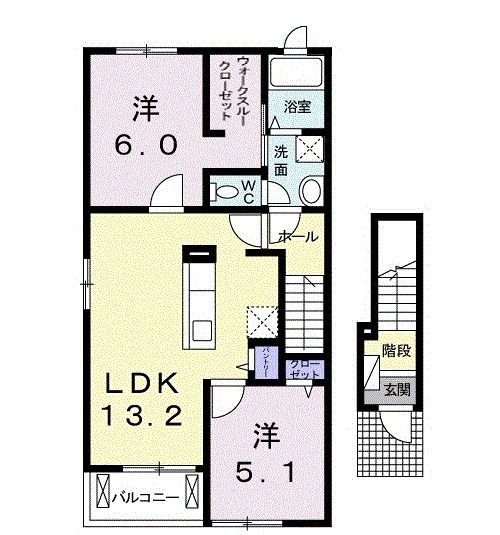 相馬郡新地町駒ケ嶺のアパートの間取り