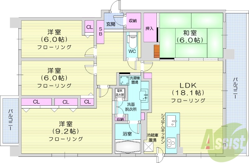 桂和レジデンス円山桜の間取り