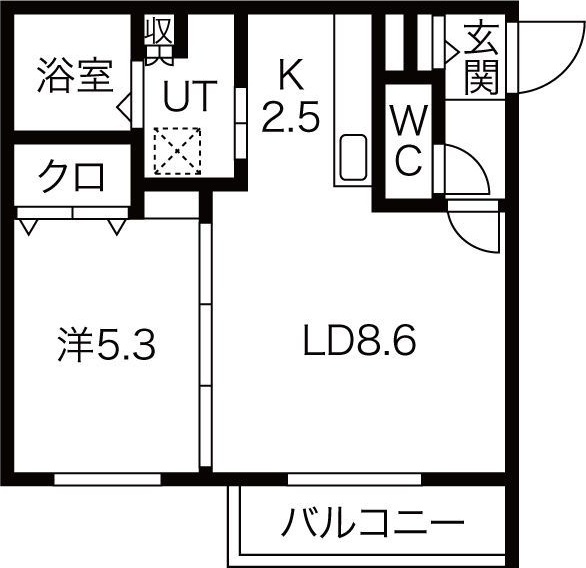 札幌市西区八軒二条東のマンションの間取り