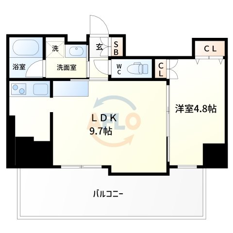 大阪市西区南堀江のマンションの間取り