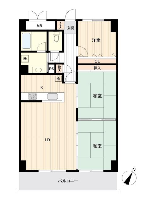 仙台市宮城野区高砂のマンションの間取り