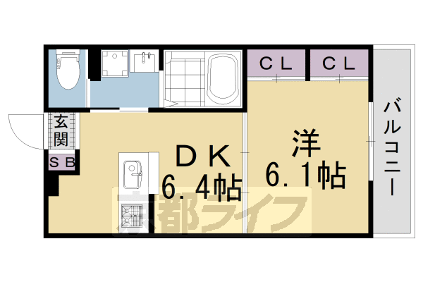 京都市北区大北山原谷乾町のアパートの間取り