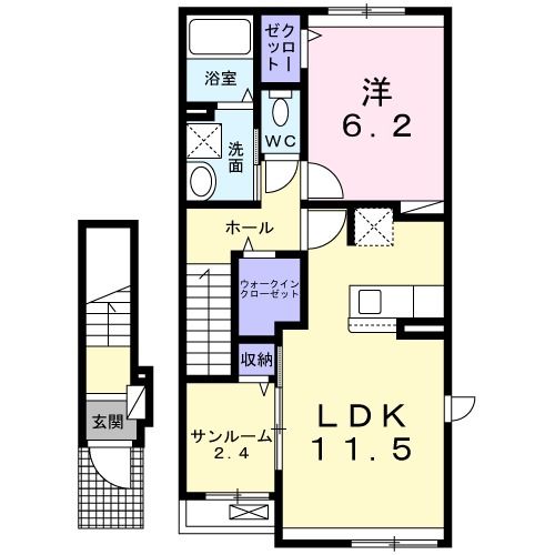 ＪＲ中央本線 高蔵寺駅 バス乗車時間：21分 最寄りバス停で下車 徒歩12分 2階建 築4年の間取り写真