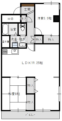 新潟市西区浦山のマンションの間取り