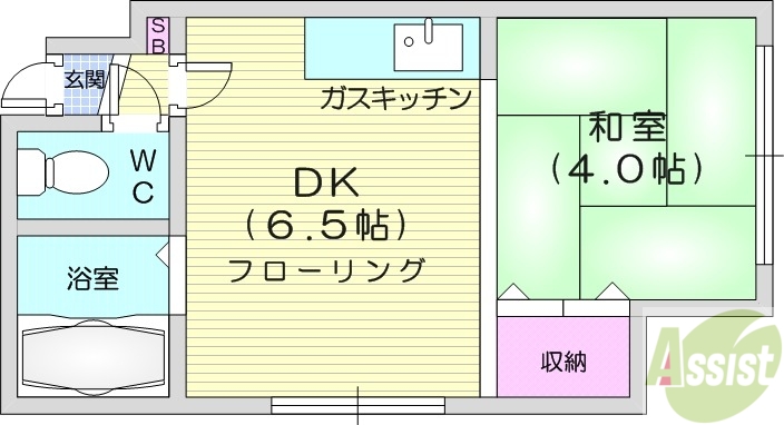 札幌市北区北二十四条西のアパートの間取り