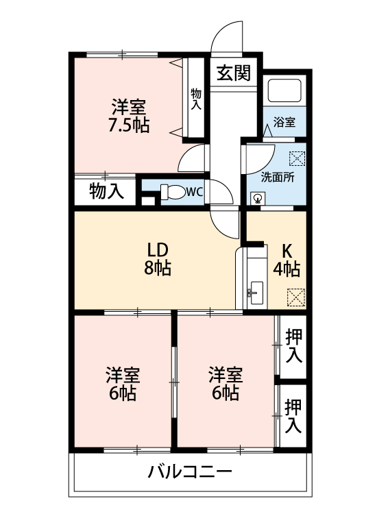 刈谷市高須町のマンションの間取り