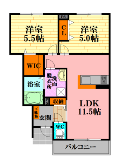 ソレイユ本地　虹の間取り