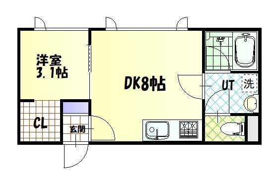 旭川市永山二条のアパートの間取り