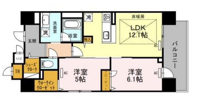 大阪市中央区北久宝寺町のマンションの間取り