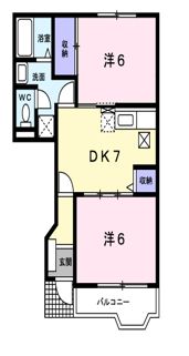 玉野市東田井地のアパートの間取り