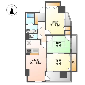 名古屋市東区芳野のマンションの間取り