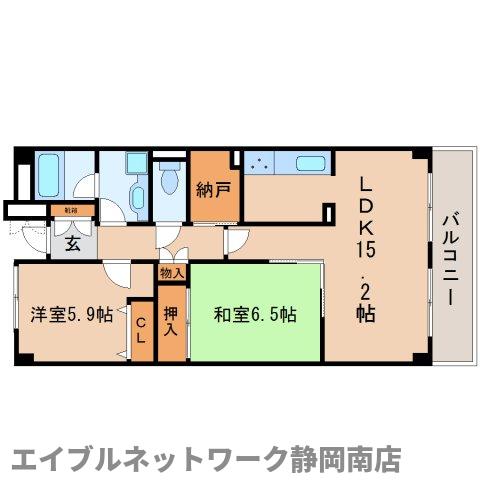 静岡市駿河区中田のマンションの間取り