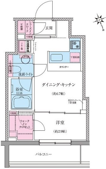 クレヴィアリグゼ世田谷松陰神社前の間取り