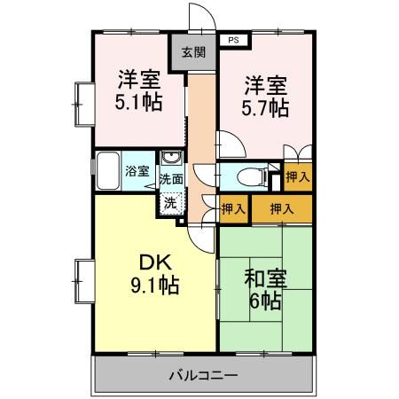 名古屋市中川区江松のマンションの間取り