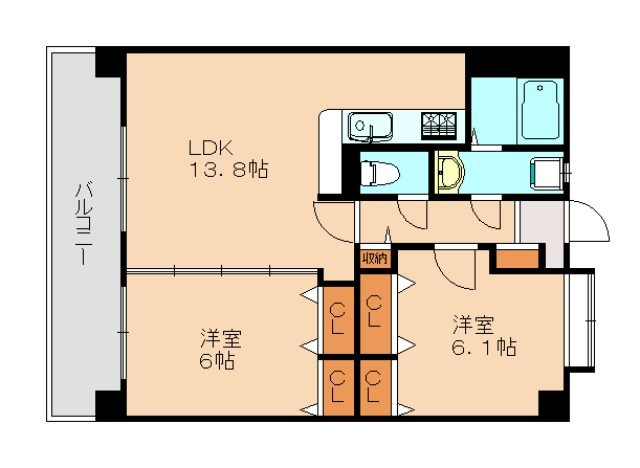 糟屋郡志免町南里のマンションの間取り