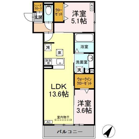 豊田市若林西町のアパートの間取り