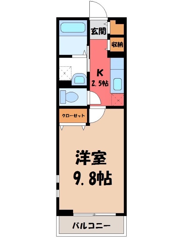 熊谷市新堀のアパートの間取り