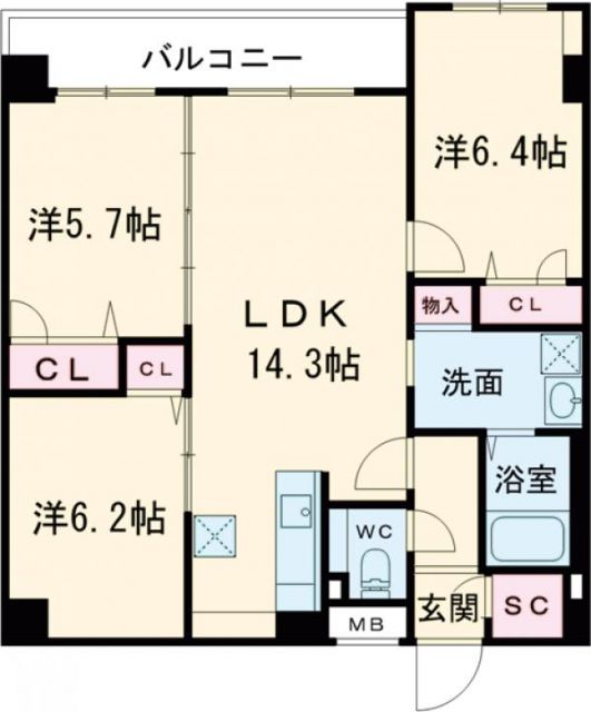 福岡市西区大字徳永のマンションの間取り