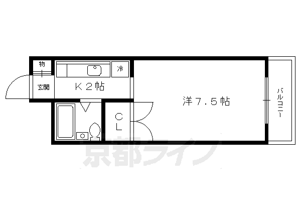 京都市左京区鹿ケ谷上宮ノ前町のマンションの間取り