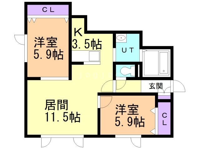 旭川市東光十三条のアパートの間取り