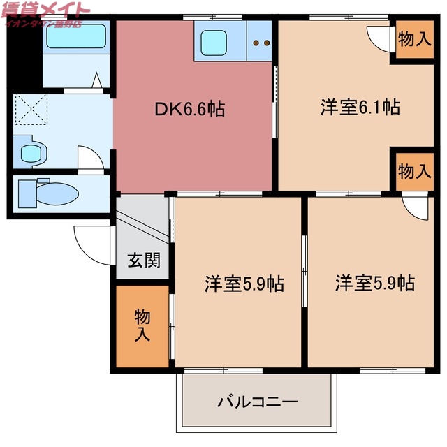 三重郡菰野町大字宿野のアパートの間取り