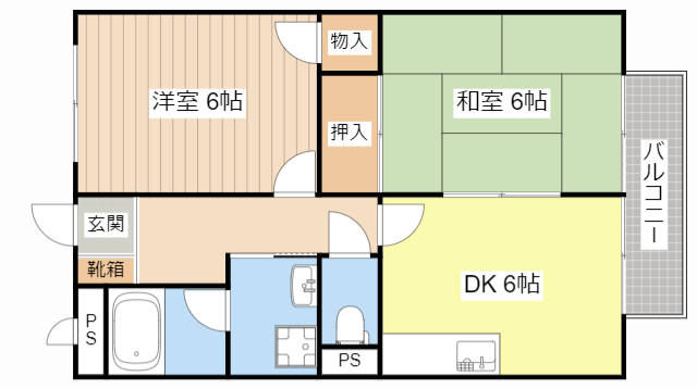 甲賀市甲賀町大原市場のアパートの間取り