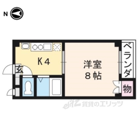 京都市左京区田中古川町のマンションの間取り