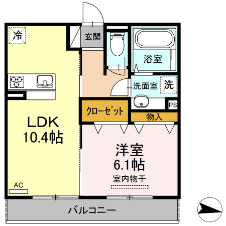 熊本市西区松尾のアパートの間取り