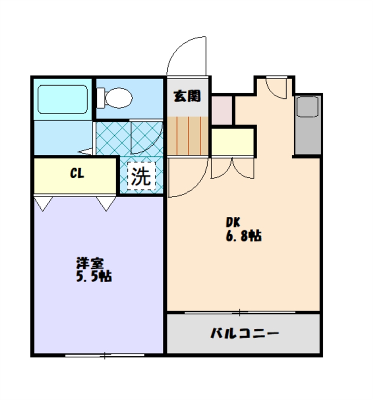 仙台市若林区東九番丁のマンションの間取り