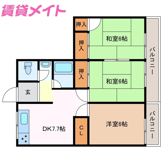 丸二マンションサンシャイン３の間取り