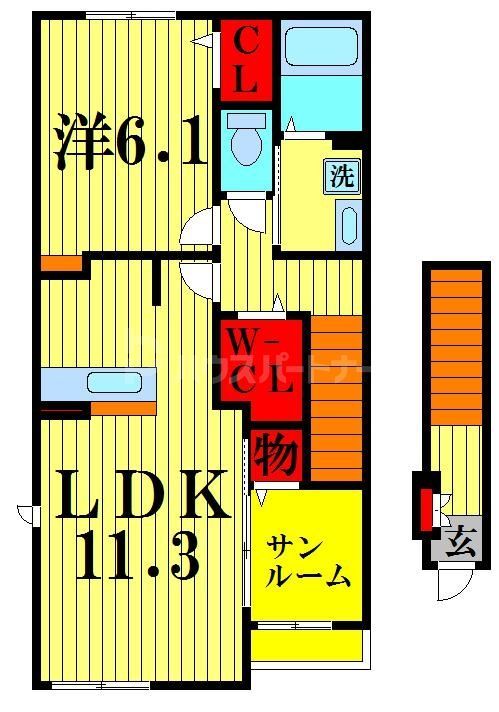 市川市南大野のアパートの間取り