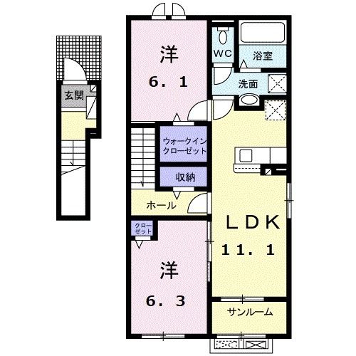 ローズ　ガーデン　大野　Ｂの間取り