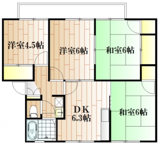 岡山市南区洲崎のアパートの間取り