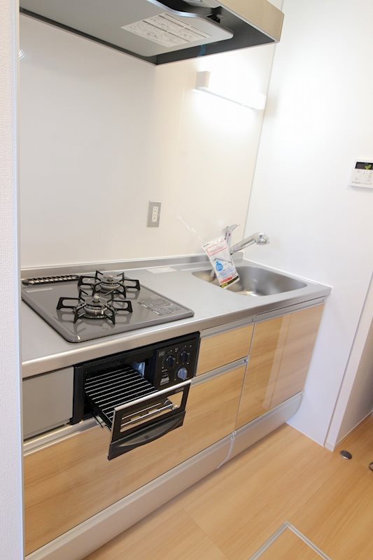 キッチン　2口コンロのシステムキッチン。